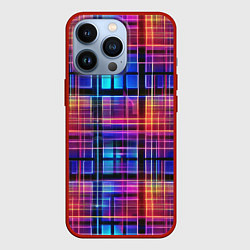 Чехол для iPhone 13 Pro Неоновый паттерн, цвет: 3D-красный