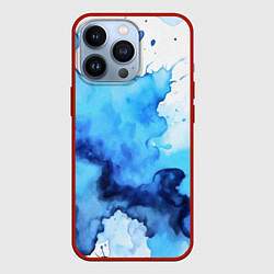 Чехол для iPhone 13 Pro Синяя акварельная абстракция, цвет: 3D-красный