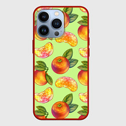 Чехол для iPhone 13 Pro Мандарины с дольками, цвет: 3D-красный