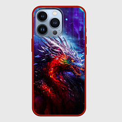 Чехол для iPhone 13 Pro Кристаллический дракон, цвет: 3D-красный