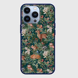 Чехол для iPhone 13 Pro Goblincore - лес зверей, цвет: 3D-тёмно-синий