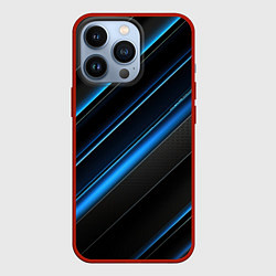 Чехол для iPhone 13 Pro Синий узор абстракции, цвет: 3D-красный