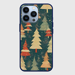 Чехол для iPhone 13 Pro Елки новый год, цвет: 3D-тёмно-синий