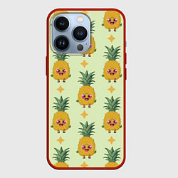 Чехол для iPhone 13 Pro Ананас и ромб, цвет: 3D-красный