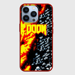 Чехол для iPhone 13 Pro Doom огненное лого, цвет: 3D-красный