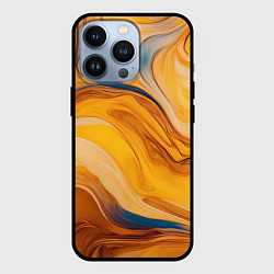 Чехол для iPhone 13 Pro Жидкая золотая текстура - нейросеть, цвет: 3D-черный