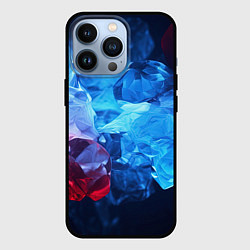 Чехол для iPhone 13 Pro Синяя ледяная абстракция с красным, цвет: 3D-черный