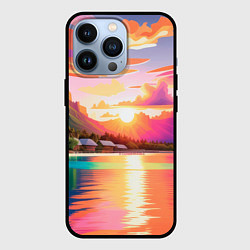 Чехол для iPhone 13 Pro Закат на острове Бора Бора, цвет: 3D-черный