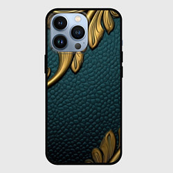 Чехол для iPhone 13 Pro Золотистые листочки абстракт, цвет: 3D-черный