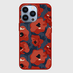 Чехол для iPhone 13 Pro Абстрактные красные маки - паттерн, цвет: 3D-красный