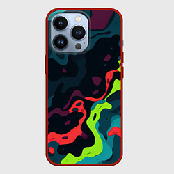 Чехол для iPhone 13 Pro Яркий кислотный абстрактный камуфляж, цвет: 3D-красный