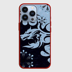 Чехол для iPhone 13 Pro Дракон со снежинками, цвет: 3D-красный