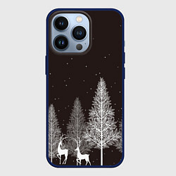 Чехол для iPhone 13 Pro Олени в лесу, цвет: 3D-тёмно-синий