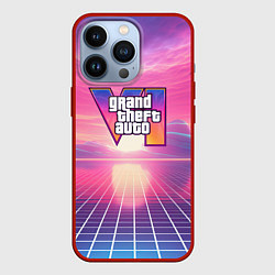 Чехол для iPhone 13 Pro GTA 6 Vaporwave, цвет: 3D-красный