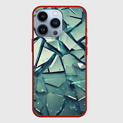 Чехол для iPhone 13 Pro Битое стекло текстура, цвет: 3D-красный