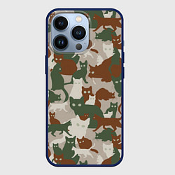 Чехол для iPhone 13 Pro Кошки - камуфляж, цвет: 3D-тёмно-синий