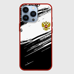 Чехол для iPhone 13 Pro Герб РФ спортивные краски, цвет: 3D-красный