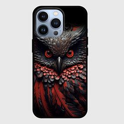 Чехол для iPhone 13 Pro Черная сова с красными крыльями, цвет: 3D-черный