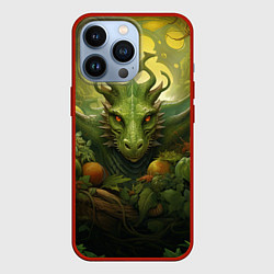 Чехол для iPhone 13 Pro Зеленый лесной дракон символ 2024, цвет: 3D-красный
