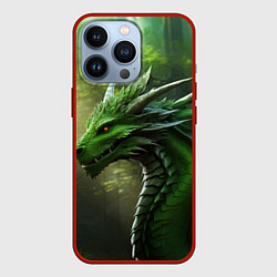 Чехол для iPhone 13 Pro Зеленый лесной дракон символ 2024 года, цвет: 3D-красный