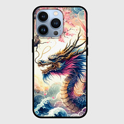 Чехол для iPhone 13 Pro Japanese dragon and sakura - engraving, цвет: 3D-черный