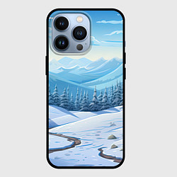 Чехол для iPhone 13 Pro Зимний пейзаж, цвет: 3D-черный