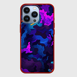 Чехол для iPhone 13 Pro Яркие кислотная разноцветные пятна в виде камуфляж, цвет: 3D-красный