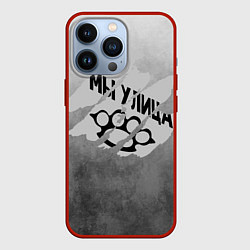 Чехол для iPhone 13 Pro Му улица серый туман, цвет: 3D-красный
