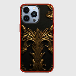 Чехол для iPhone 13 Pro Темные золотые узоры, цвет: 3D-красный