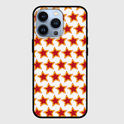 Чехол для iPhone 13 Pro Красные звезды с контуром, цвет: 3D-черный