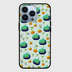 Чехол для iPhone 13 Pro Тыква веточки и листья, цвет: 3D-черный