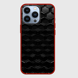 Чехол для iPhone 13 Pro Чёрные текстуры соты, цвет: 3D-красный