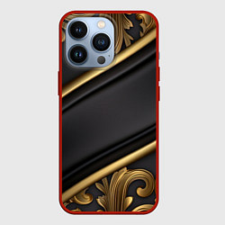 Чехол для iPhone 13 Pro Лепнина объемные узоры золотые, цвет: 3D-красный