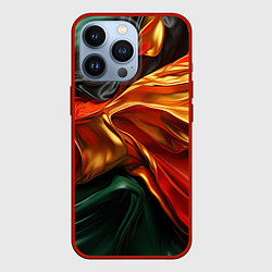 Чехол для iPhone 13 Pro Оранжевая и зеленый абстракция, цвет: 3D-красный