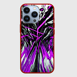 Чехол для iPhone 13 Pro Череп и фиолетовые полосы, цвет: 3D-красный
