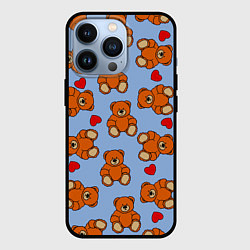 Чехол для iPhone 13 Pro Игрушки мишки и сердца, цвет: 3D-черный