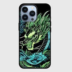Чехол iPhone 13 Pro Ирезуми - неоновый японский дракон