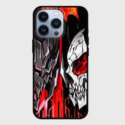 Чехол для iPhone 13 Pro Черепа и красные полосы, цвет: 3D-черный
