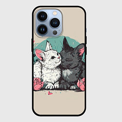 Чехол для iPhone 13 Pro 14 февраля влюбленные котики, цвет: 3D-черный
