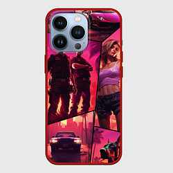 Чехол для iPhone 13 Pro GTA V style art, цвет: 3D-красный