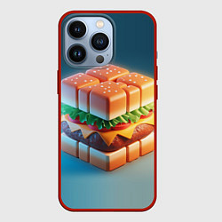 Чехол для iPhone 13 Pro Абстрактный гамбургер в форме куба, цвет: 3D-красный