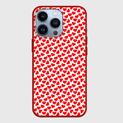 Чехол для iPhone 13 Pro Маленькие красные сердечки, цвет: 3D-красный
