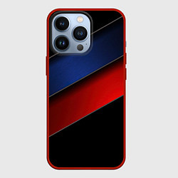 Чехол для iPhone 13 Pro Синие и красные полосы, цвет: 3D-красный