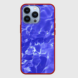 Чехол для iPhone 13 Pro Синяя вода текстура, цвет: 3D-красный