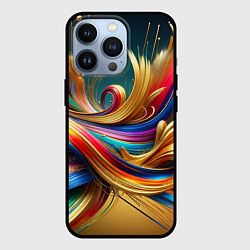 Чехол для iPhone 13 Pro Золотые линии, цвет: 3D-черный