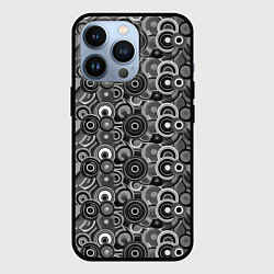 Чехол для iPhone 13 Pro Черно-белый абстрактный узор круги, цвет: 3D-черный