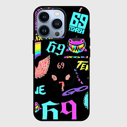 Чехол для iPhone 13 Pro 6ix9ine logo rap bend, цвет: 3D-черный