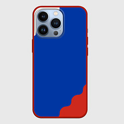 Чехол для iPhone 13 Pro Триколор диагональный волнистый, цвет: 3D-красный
