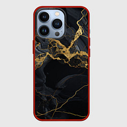 Чехол для iPhone 13 Pro Золотой путь на черном граните, цвет: 3D-красный