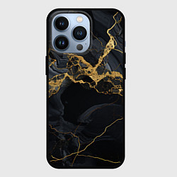 Чехол для iPhone 13 Pro Золотой путь на черном граните, цвет: 3D-черный
